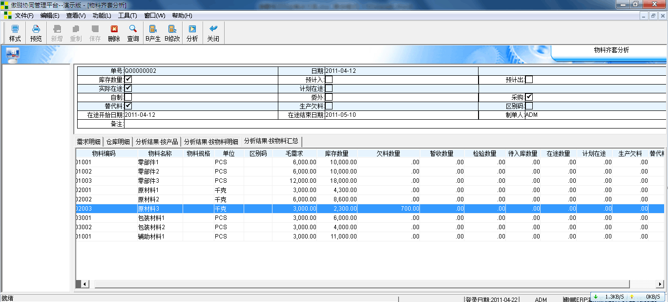 傲鹏ERP系统物料追踪功能